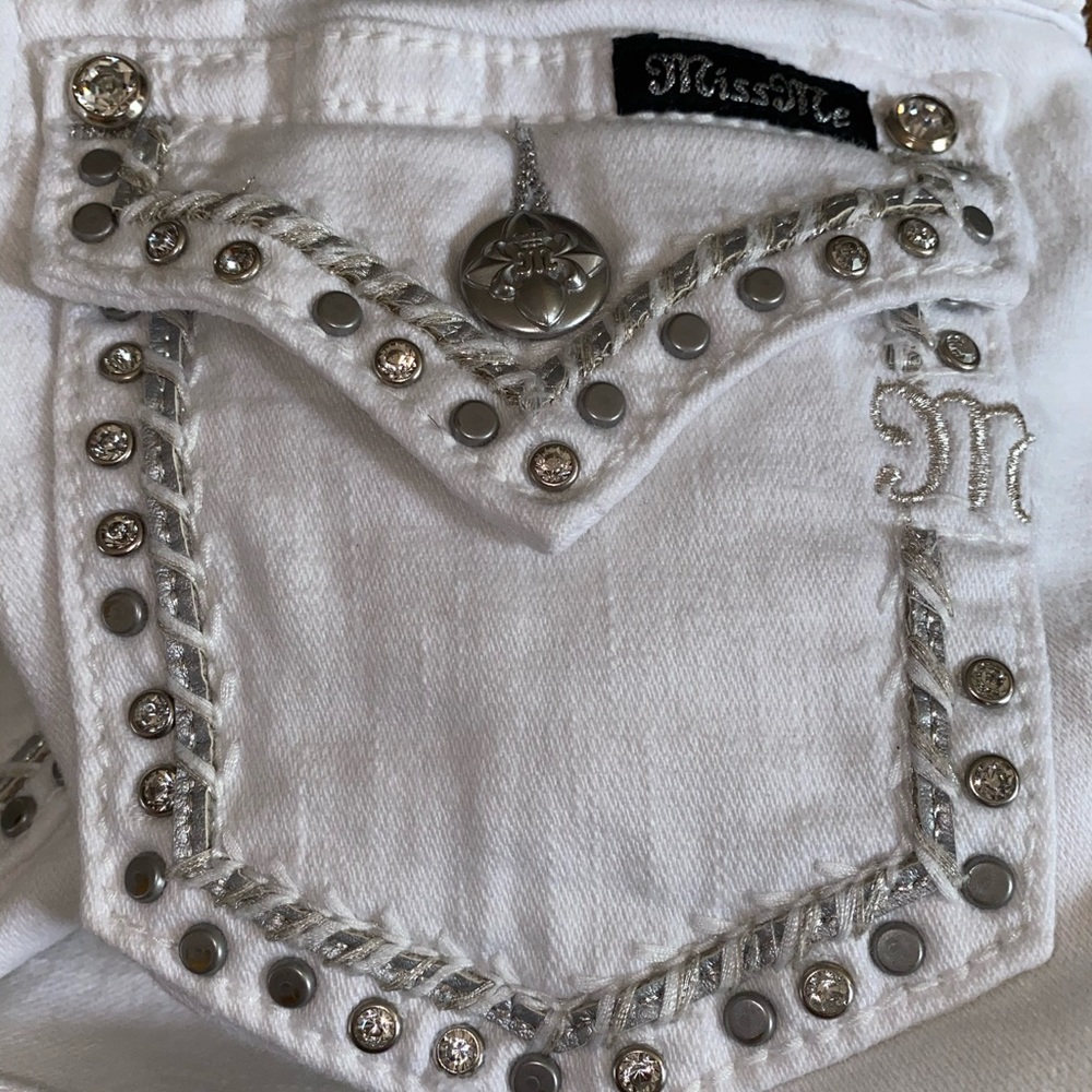 Kids-Girls Miss Me White Cuffed Capris